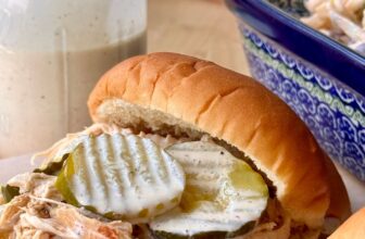 SLOW COOKER PULLED CHICKEN WITH ALABAMA WHITE SAUCE